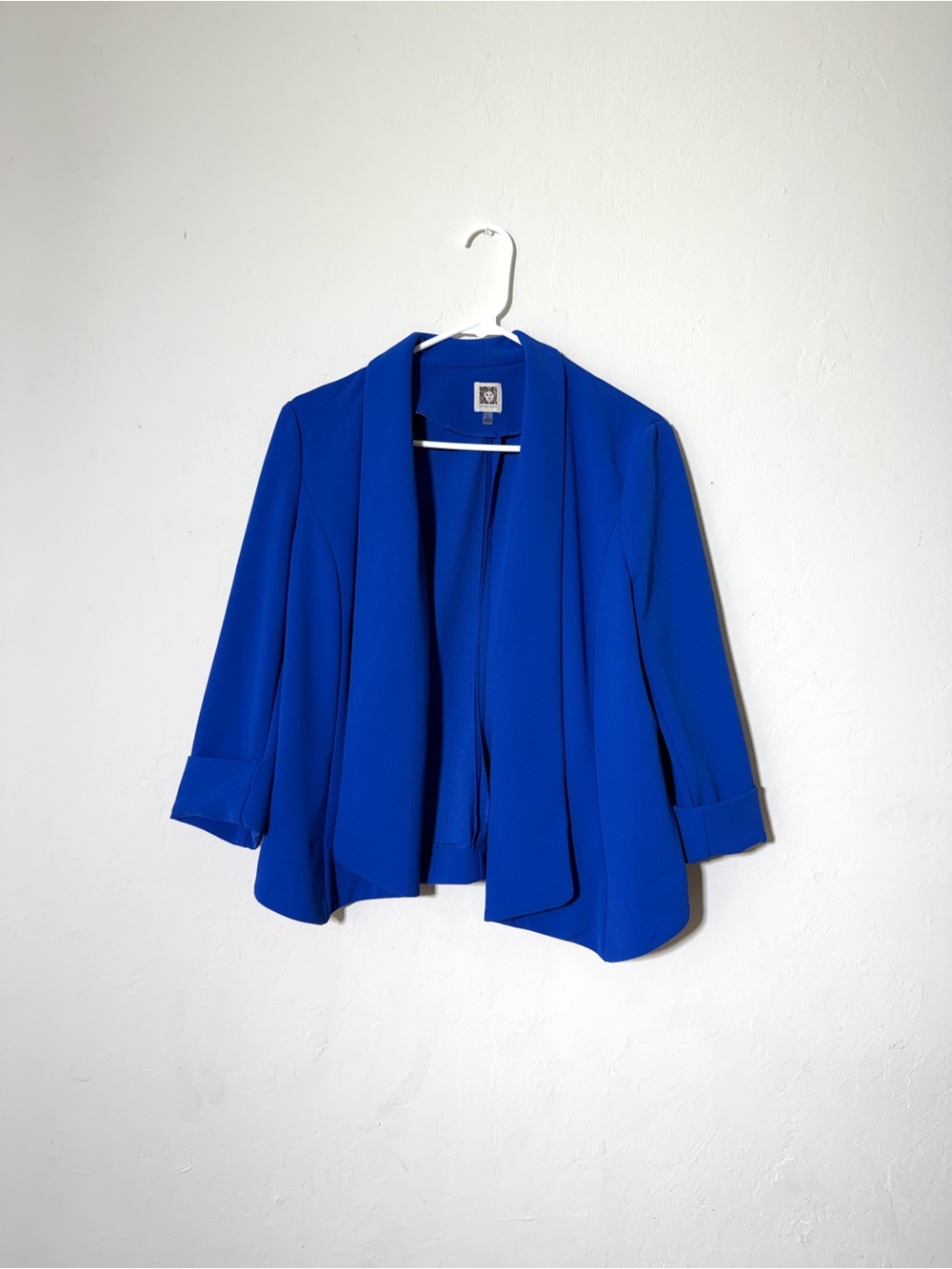 Anne Klein Royal Blue Open-Front Shawl Collar Blazer Jacket